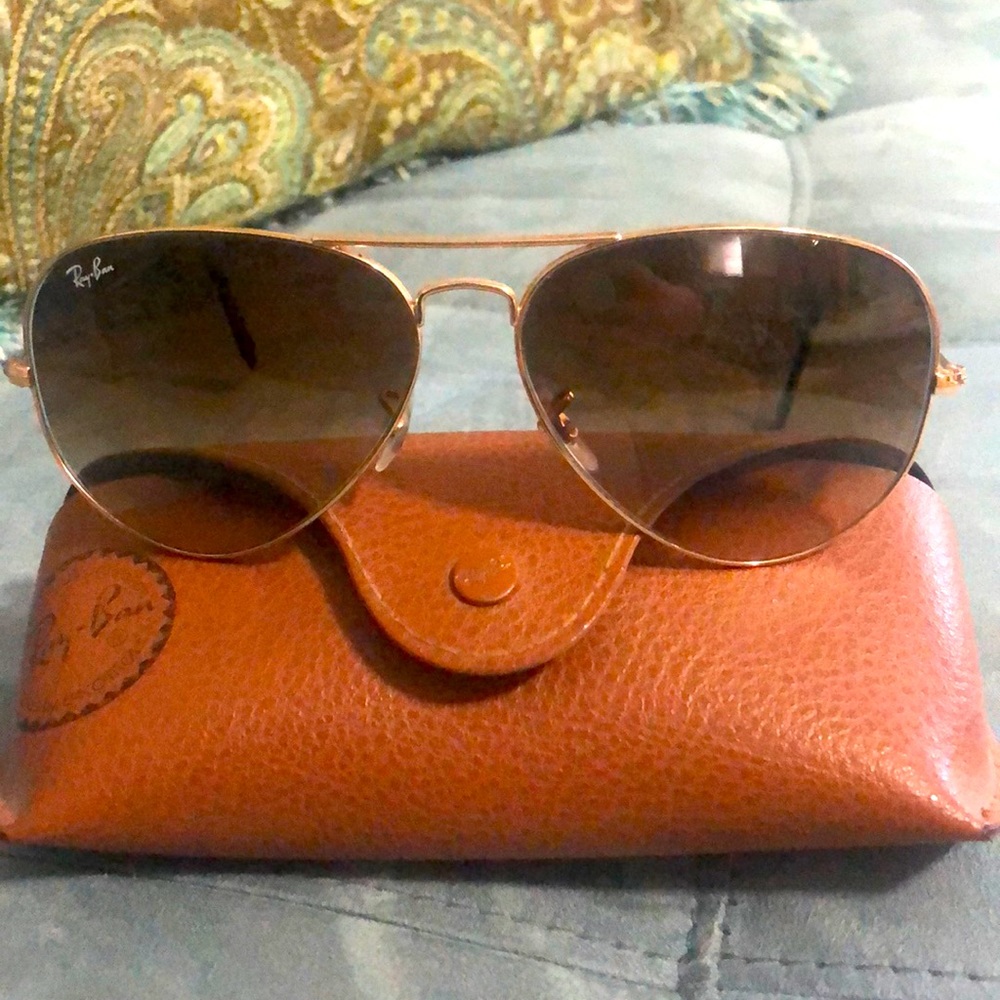 Ray-Ban Gold Women’s Oversized Aviator Sunglasses